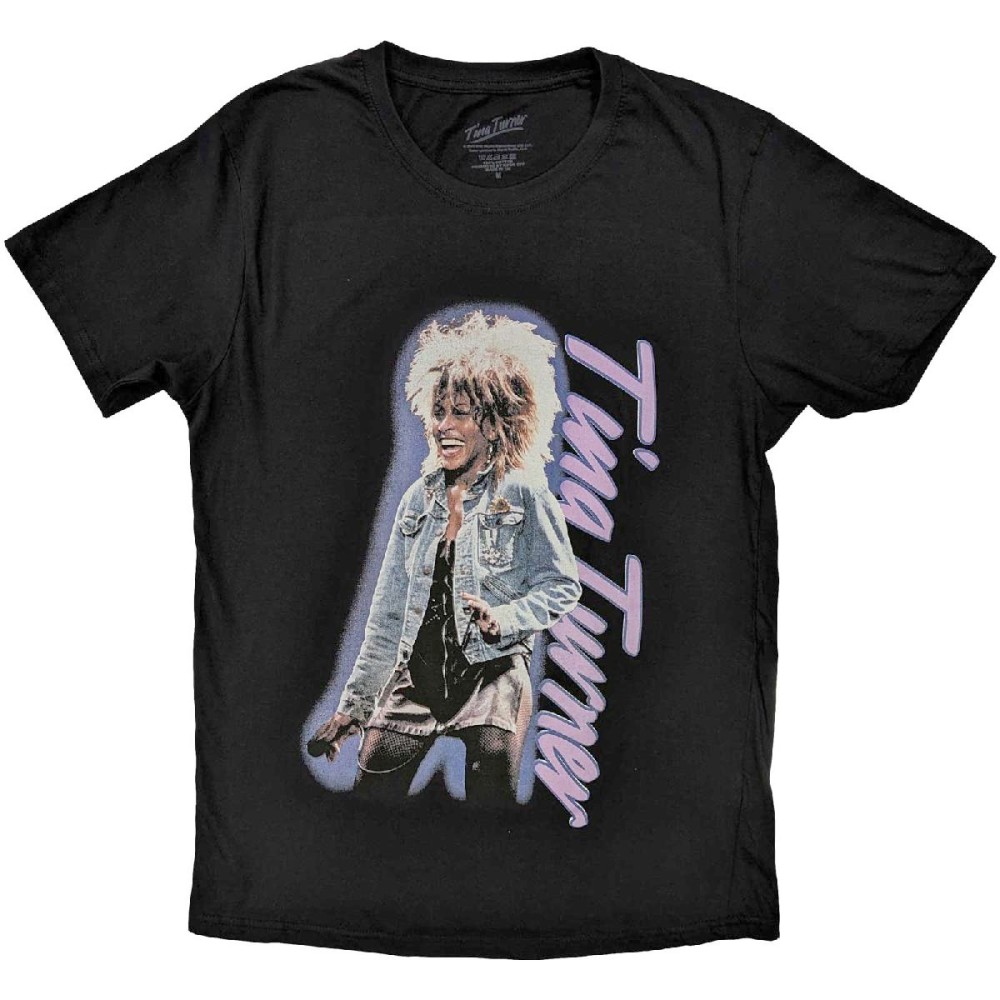 Tina Turner - Vertical Logo Mens Tshirt - Black